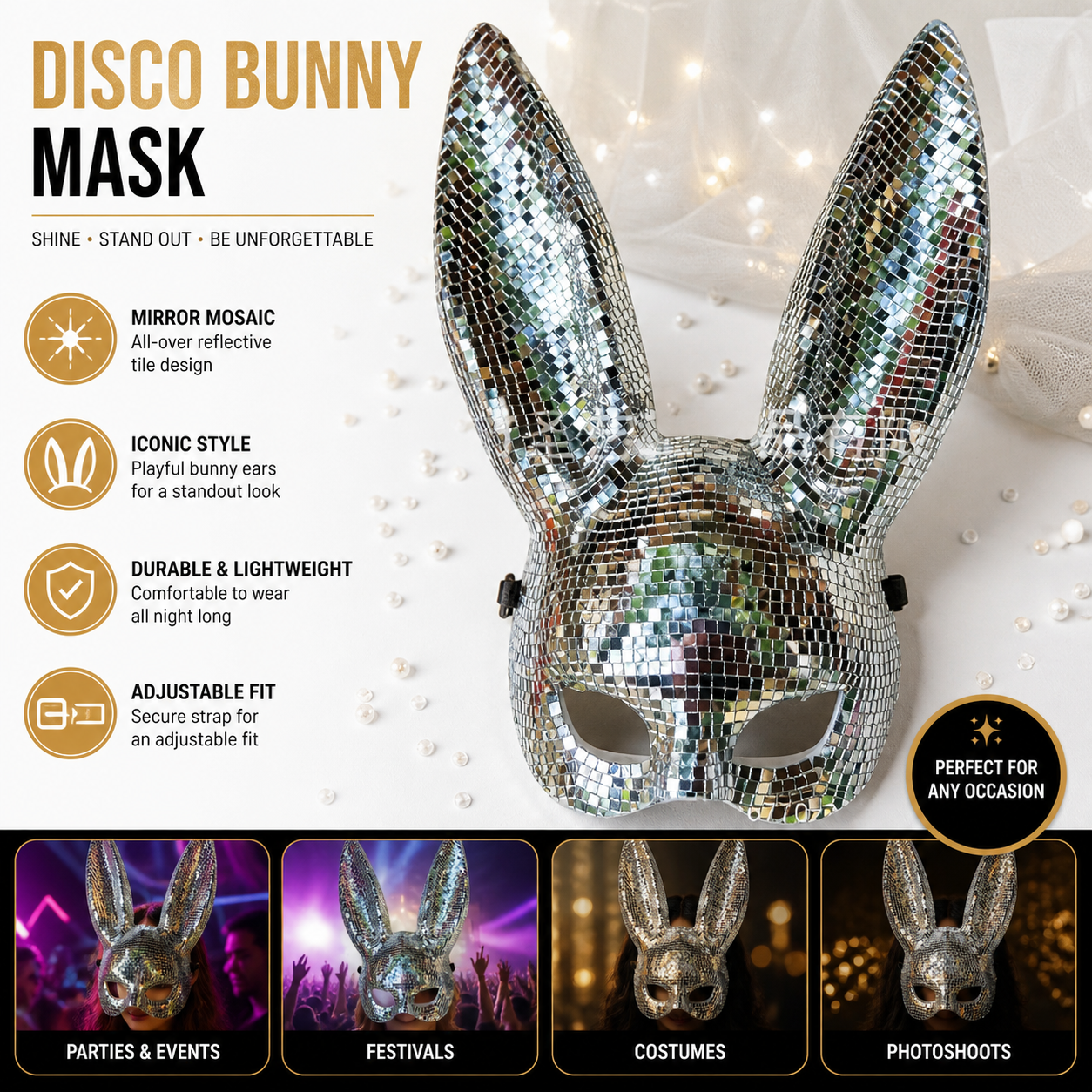Disco Mirror Bunny Mask