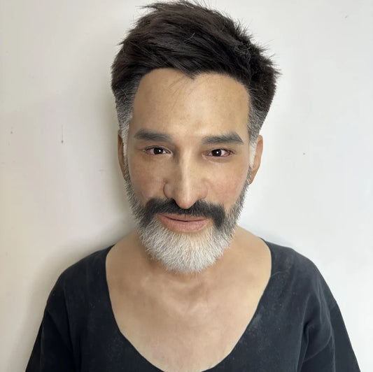 Ultra Realistic Silicone Mask Full Head – Middle-Aged Male Face Mask with Beard