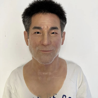 Ultra Realistic Smiling Elderly Male Silicone Mask Full Head – Happy Old Man Mask