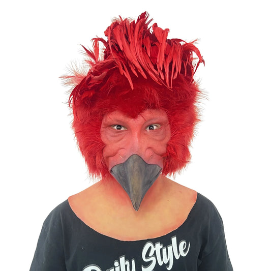 Realistic Red Bird Monster Mask Full Head – Funny Scary Cosplay Animal Mask