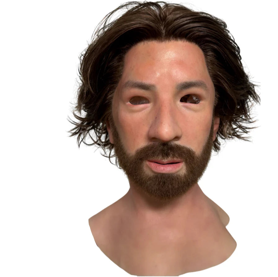 Ultra Realistic Silicone Mask with Hair & Beard – Natural Male Face Mask