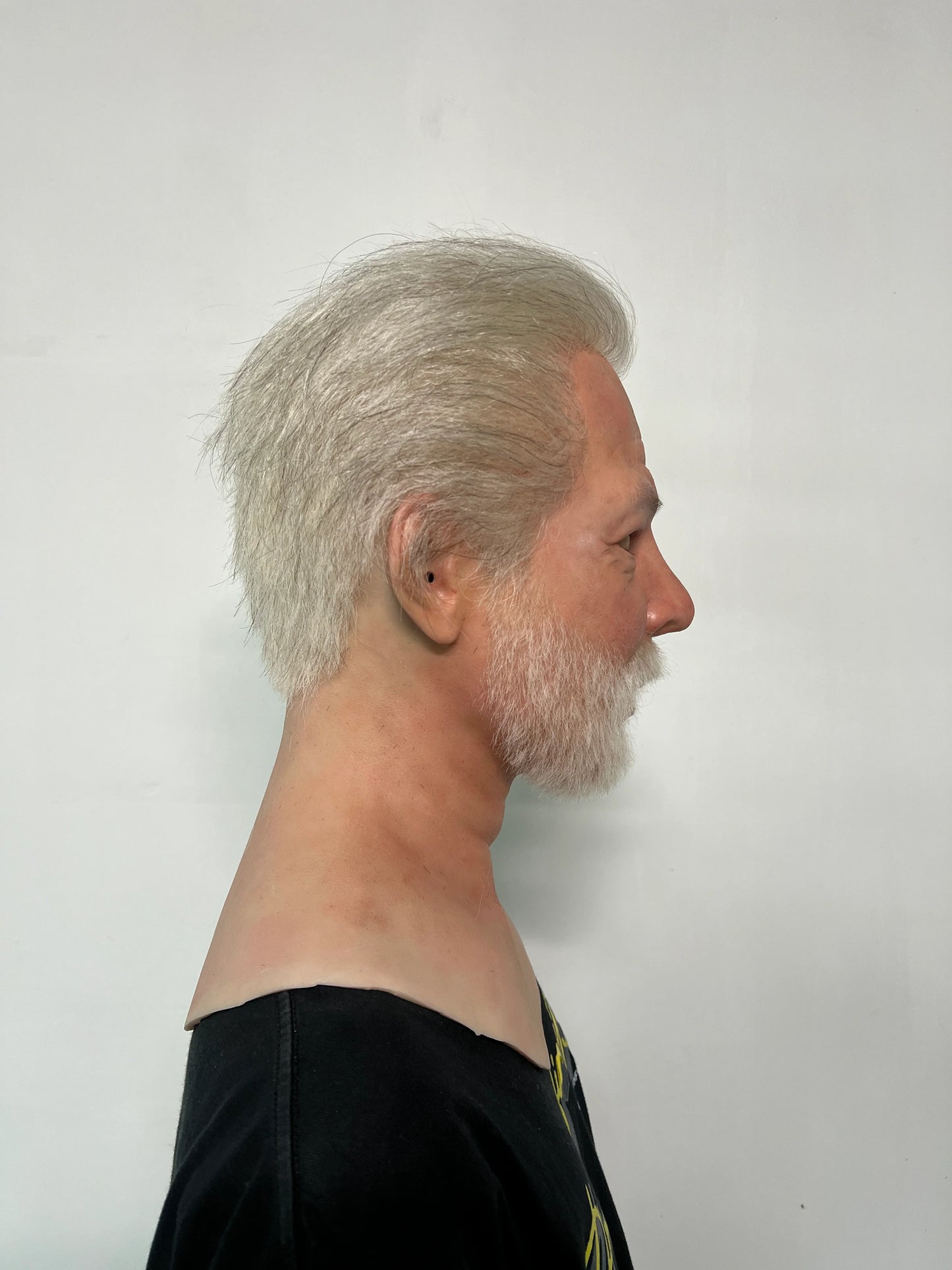 Ultra Realistic Silicone Mask Old Man with White Hair & Beard – Wise Elder Face for Film