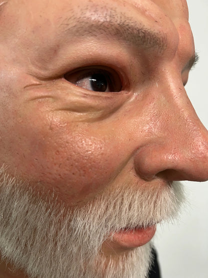 Ultra Realistic Silicone Mask Old Man with White Hair & Beard – Wise Elder Face for Film
