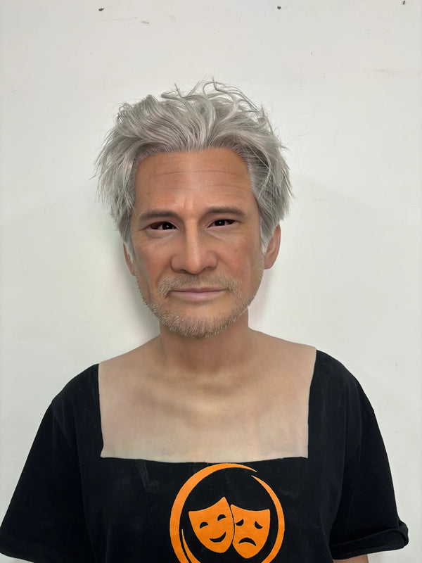 Ultra Realistic Elderly Male Silicone Mask Full Head – Friendly Old Man Mask with Hair