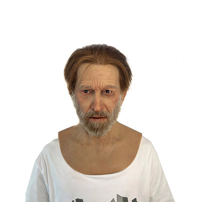 Ultra Realistic Elderly Man Silicone Mask with Hair – Full Head Old Man Disguise Mask