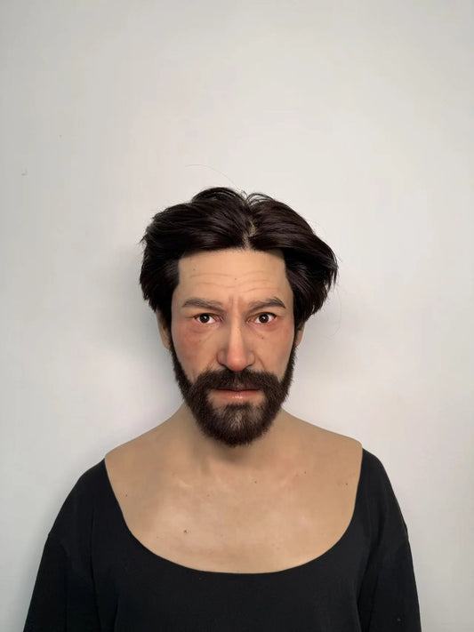 Ultra Realistic Silicone Mask with Hair & Beard – Natural Male Face Disguise