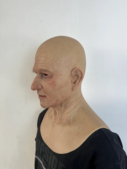 Ultra Realistic Elderly Man Silicone Mask – Full Head Old Person Disguise Mask