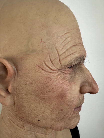 Ultra Realistic Elderly Man Silicone Mask – Full Head Old Person Disguise Mask