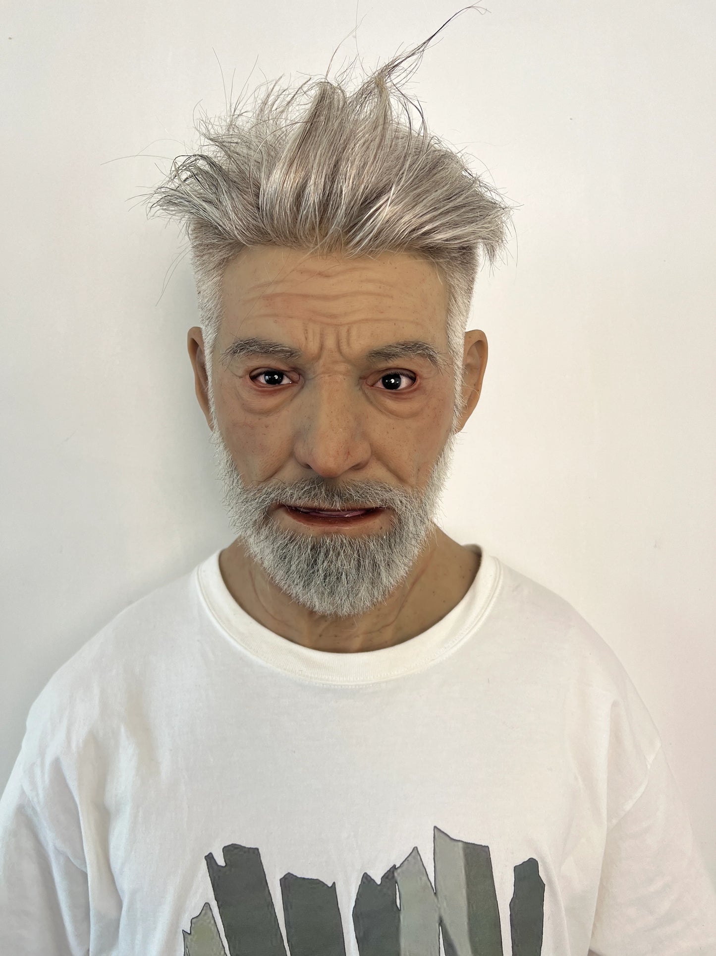 Ultra Realistic Elderly Man Silicone Mask with Hair – Full Head Old Man Disguise Mask