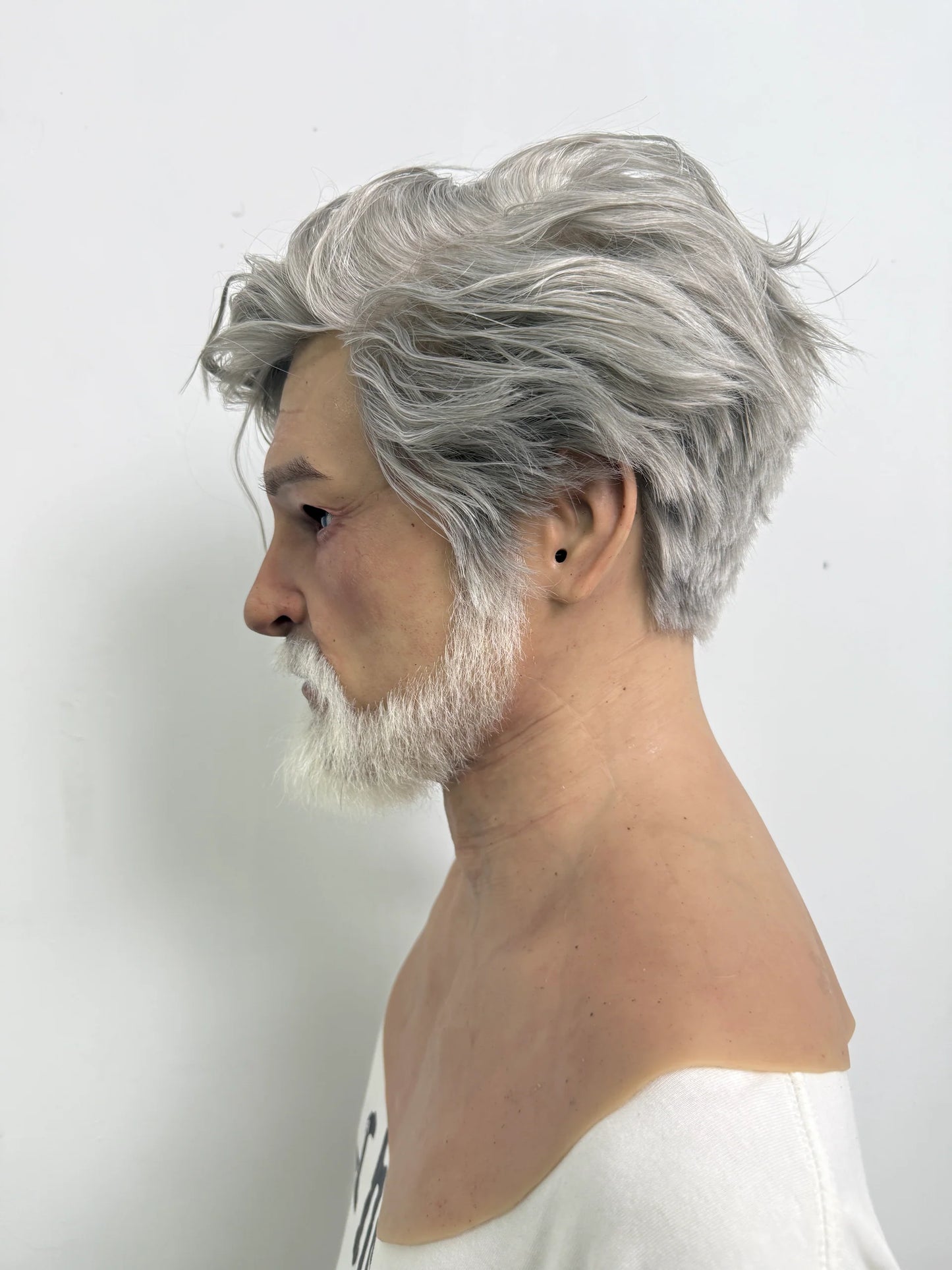Ultra Realistic Old Man Silicone Mask Full Head with Beard