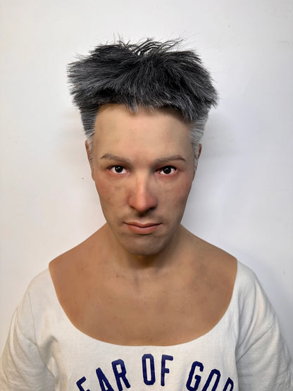 Ultra Realistic Silicone Mask with Hair – Full Head Human Disguise Mask