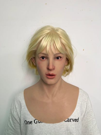 Ultra Realistic Blonde Female Silicone Mask Full Head – Hyper Real Young Woman Mask