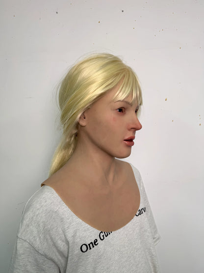 Ultra Realistic Blonde Female Silicone Mask Full Head – Hyper Real Young Woman Mask