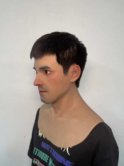 Ultra Realistic Silicone Mask Full Head – Natural Asian Male Face Disguise Mask