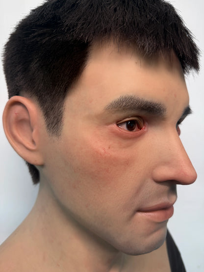 Ultra Realistic Silicone Mask Full Head – Natural Asian Male Face Disguise Mask
