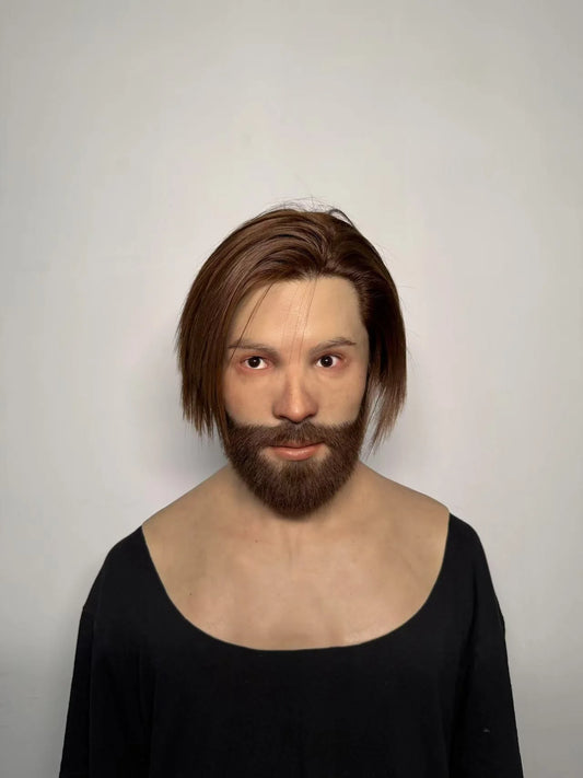 Ultra Realistic Silicone Mask with Hair & Beard – Full Head Male Disguise Mask