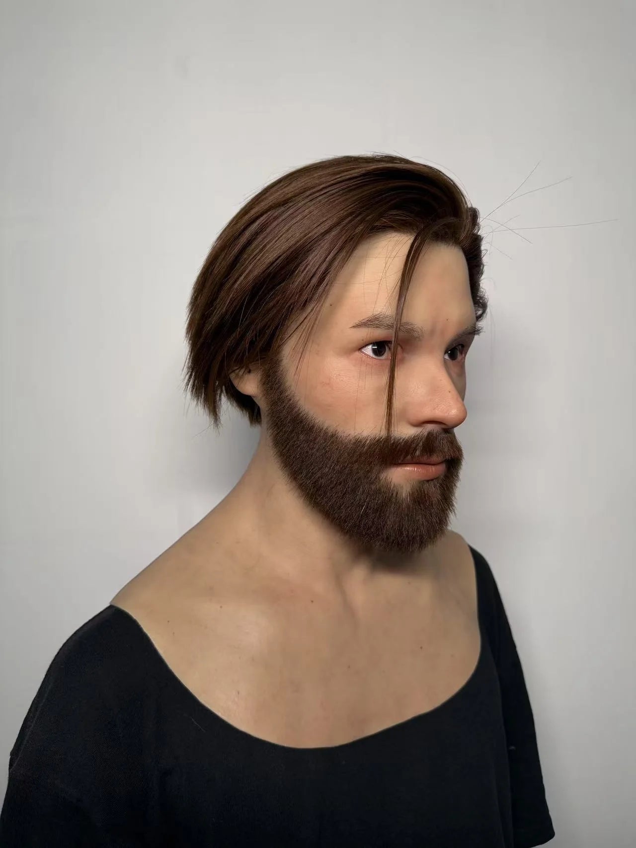 Ultra Realistic Silicone Mask with Hair & Beard – Full Head Male Disguise Mask