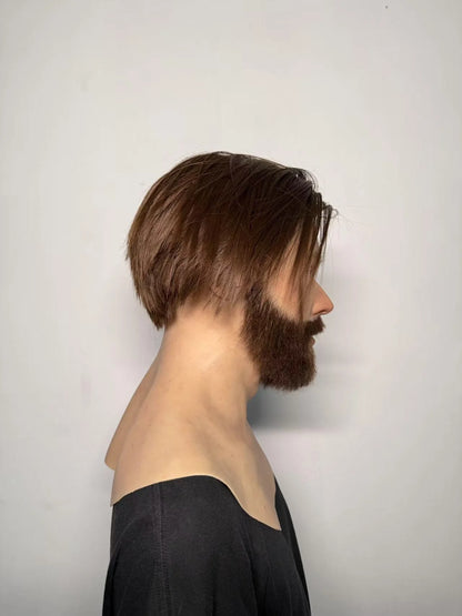 Ultra Realistic Silicone Mask with Hair & Beard – Full Head Male Disguise Mask