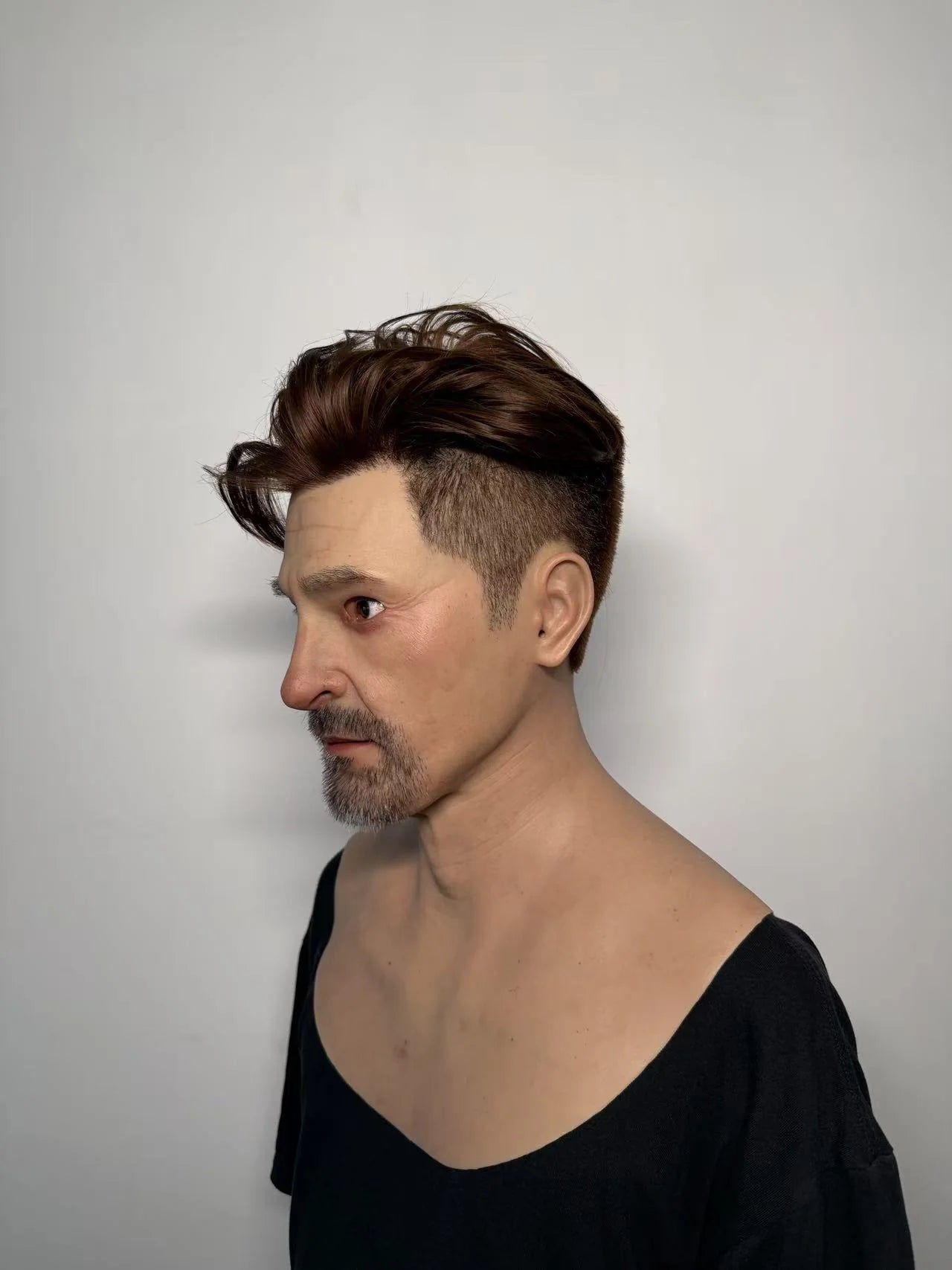 Ultra Realistic Male Silicone Mask Full Head – Hyper Real Middle-Aged Man Mask with Hair & Beard