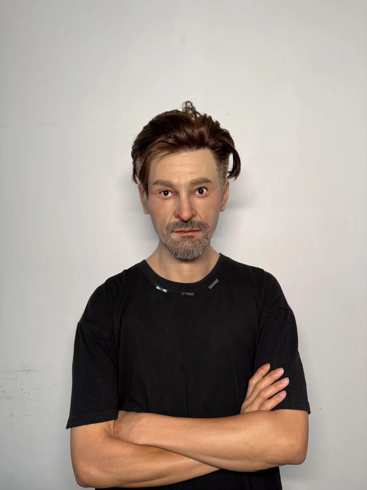 Ultra Realistic Male Silicone Mask Full Head – Hyper Real Middle-Aged Man Mask with Hair & Beard