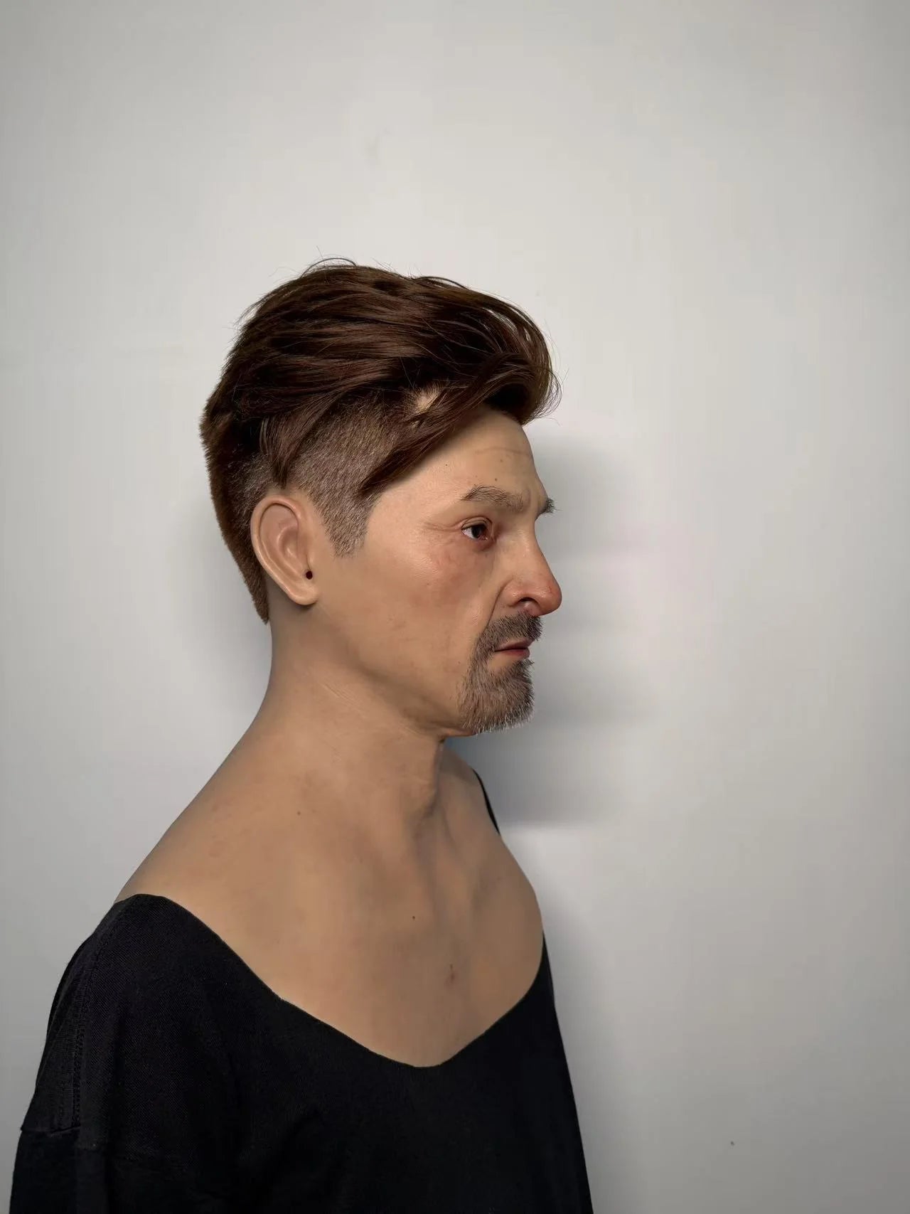 Ultra Realistic Male Silicone Mask Full Head – Hyper Real Middle-Aged Man Mask with Hair & Beard