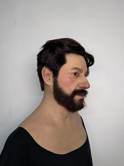 Ultra Realistic Silicone Mask with Hair & Beard – Natural Male Face Disguise