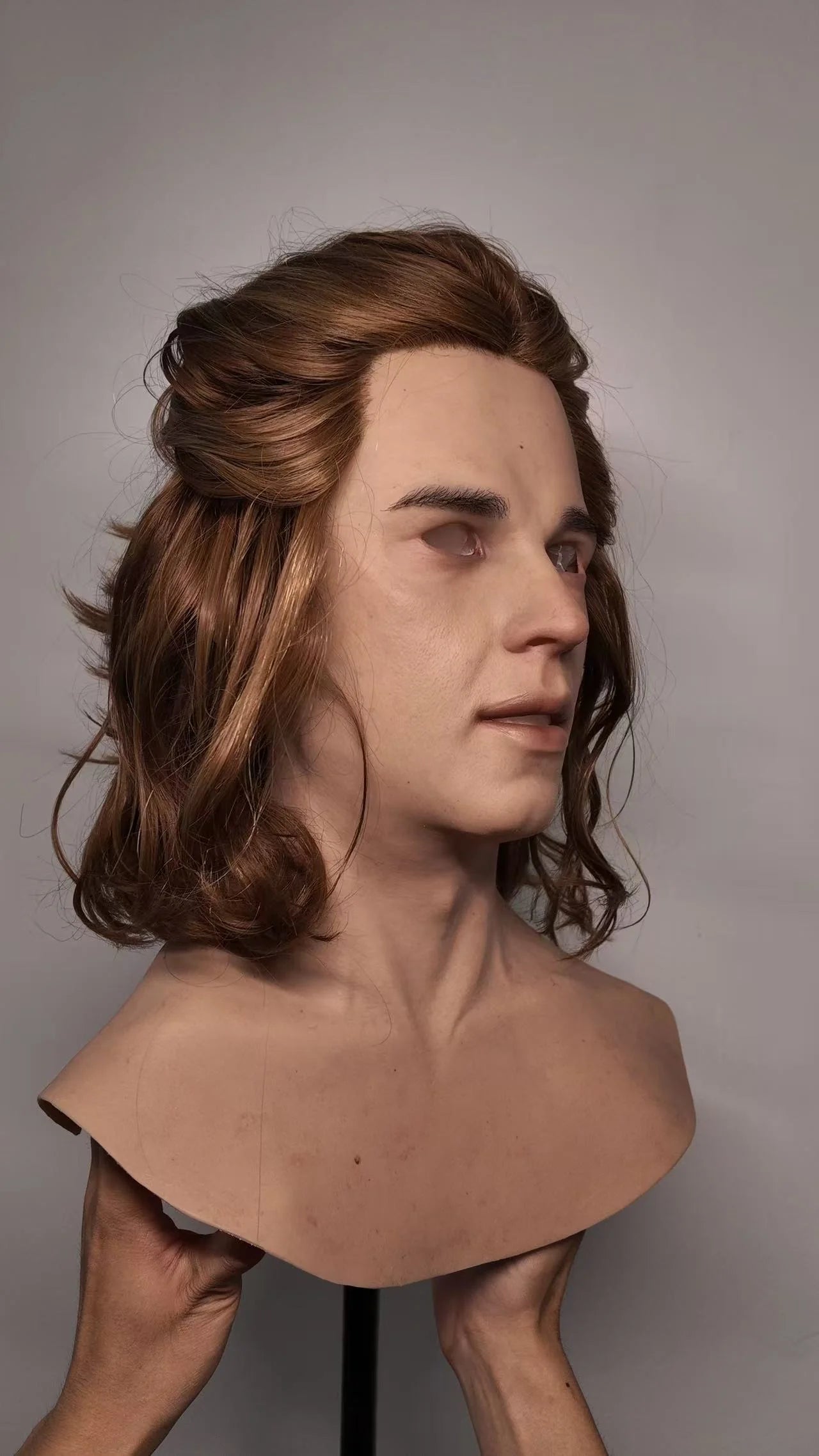 Ultra Realistic Silicone Mask Full Head – Long Hair Male Face Mask