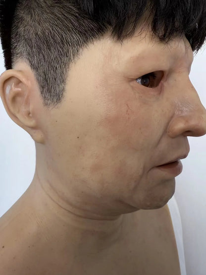 Ultra Realistic Silicone Mask with Hair – Natural Middle-Aged Human