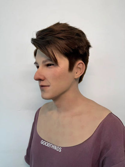 Ultra Realistic Young Male Silicone Mask Full Head – Natural Look Man Mask with Hair