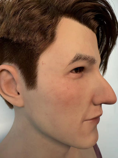 Ultra Realistic Young Male Silicone Mask Full Head – Natural Look Man Mask with Hair