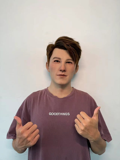 Ultra Realistic Young Male Silicone Mask Full Head – Natural Look Man Mask with Hair