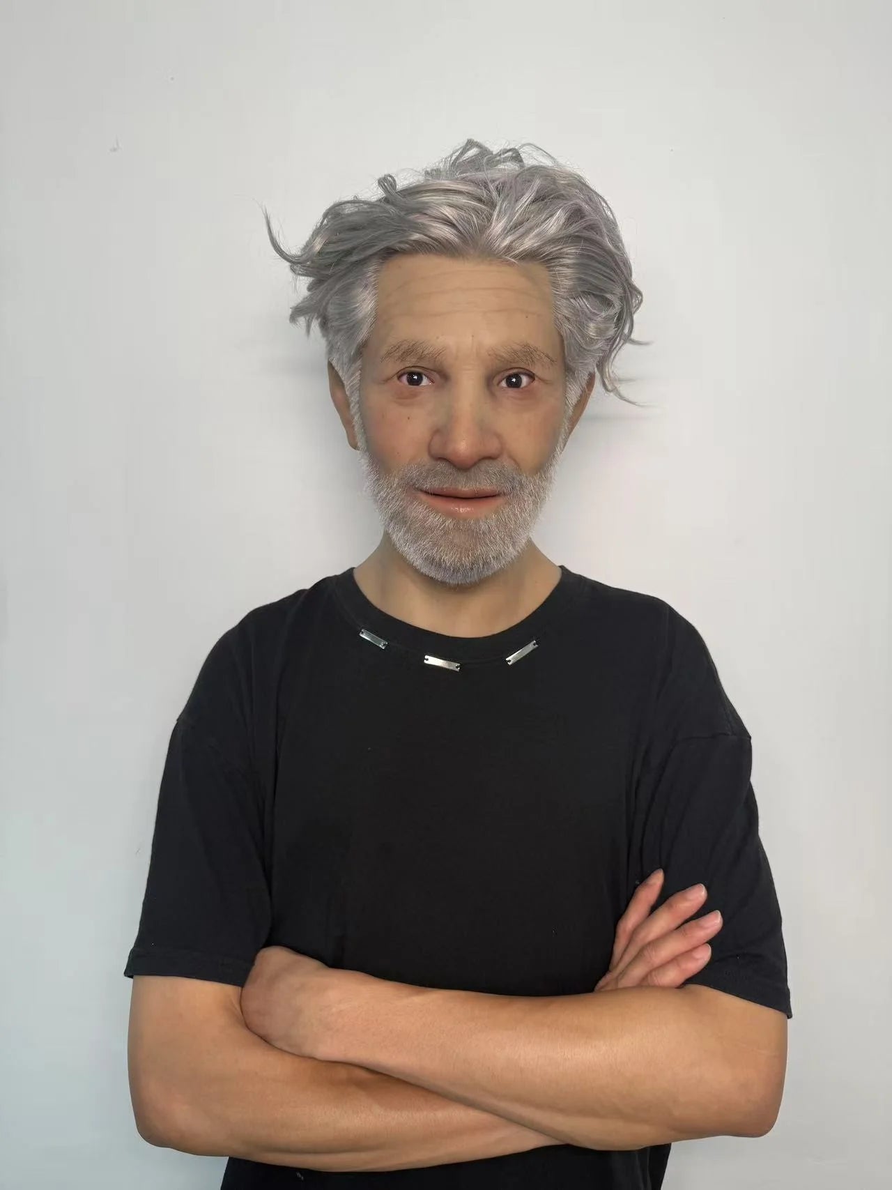 Ultra Realistic Old Man Silicone Mask Full Head – Hyper Real Elderly Male Mask with White Hair & Beard
