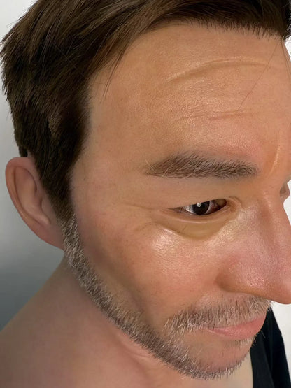 Ultra Realistic Middle-Aged Male Silicone Full Head Mask – Natural Smiling Man Mask