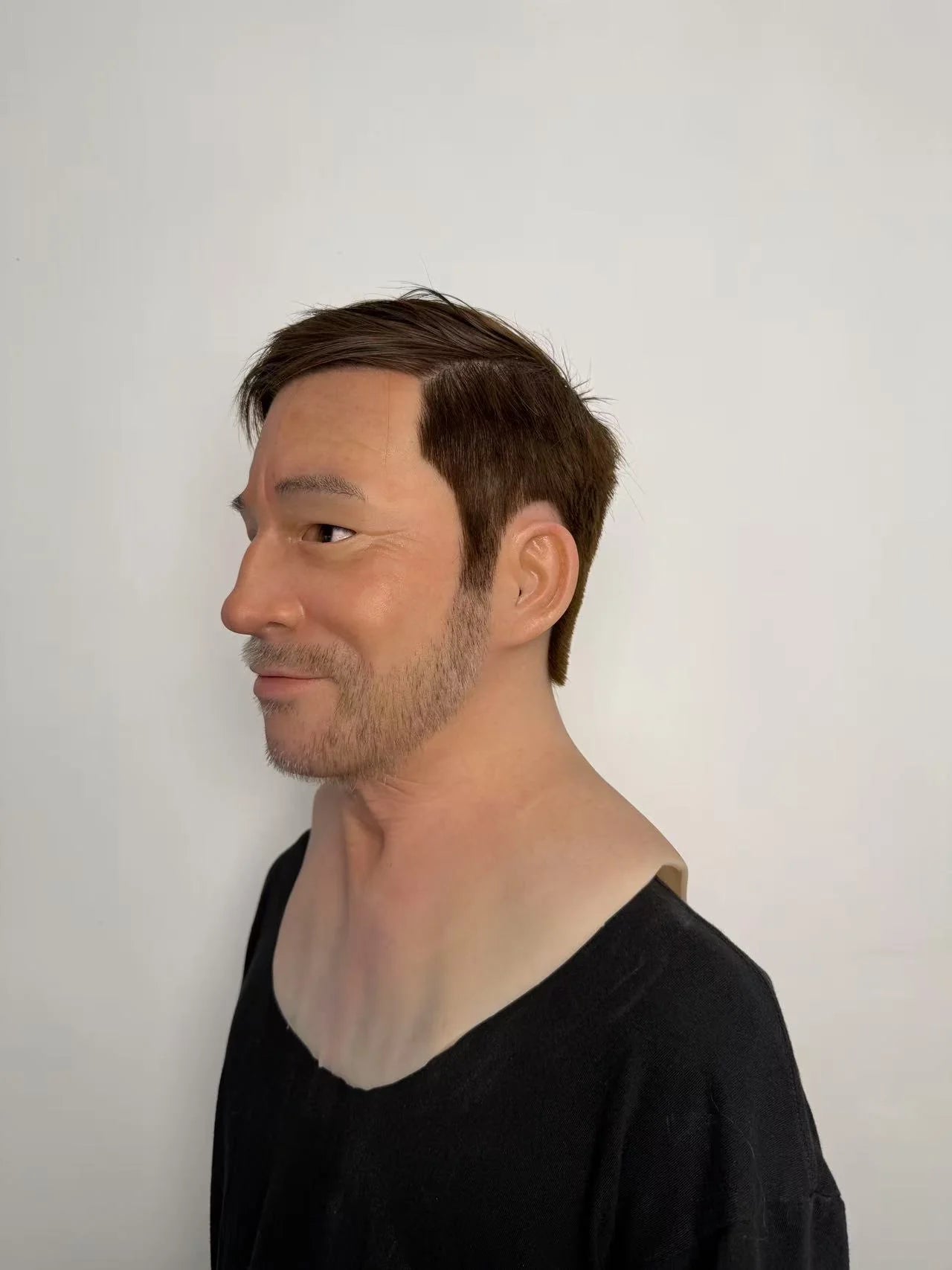 Ultra Realistic Middle-Aged Male Silicone Full Head Mask – Natural Smiling Man Mask