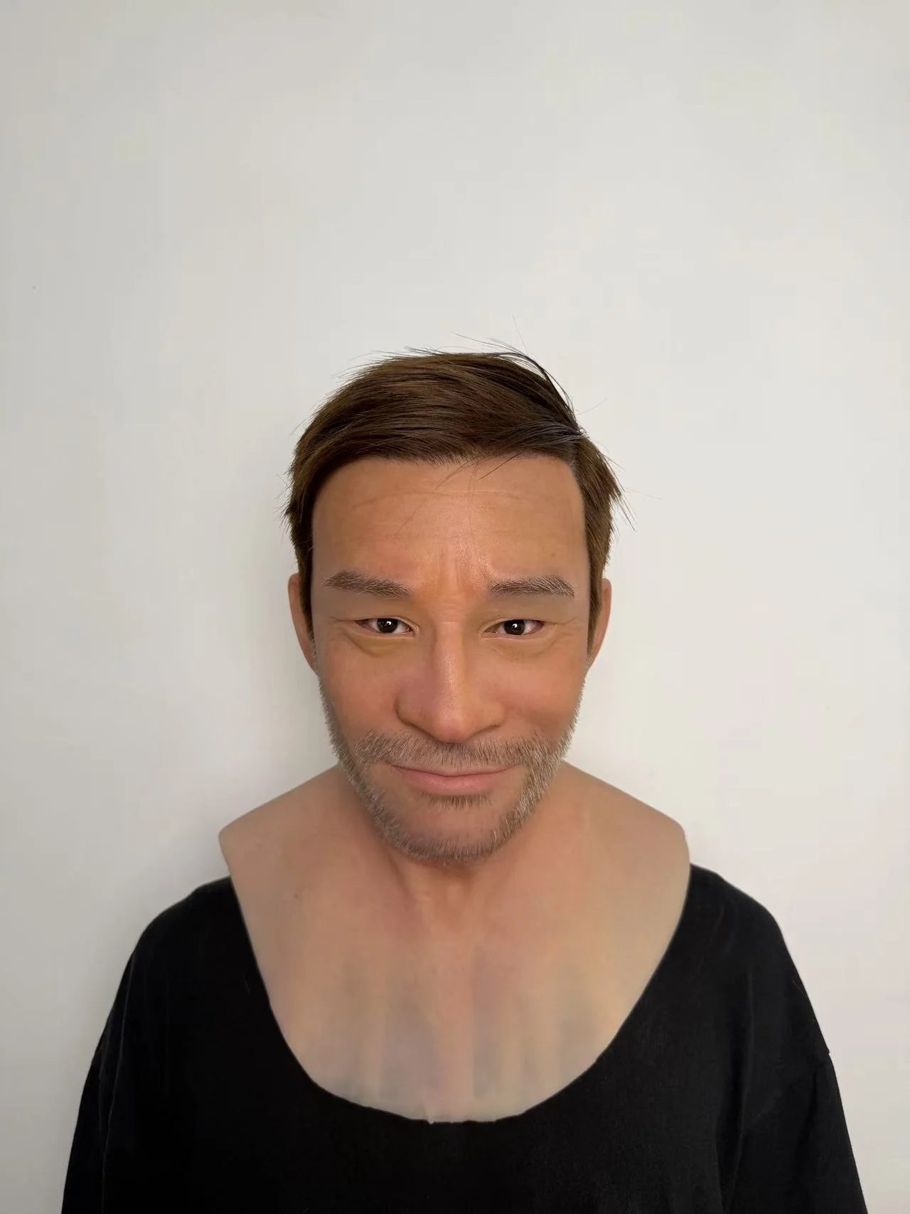 Ultra Realistic Middle-Aged Male Silicone Full Head Mask – Natural Smiling Man Mask