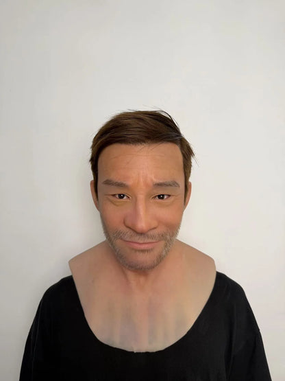 Ultra Realistic Middle-Aged Male Silicone Full Head Mask – Natural Smiling Man Mask