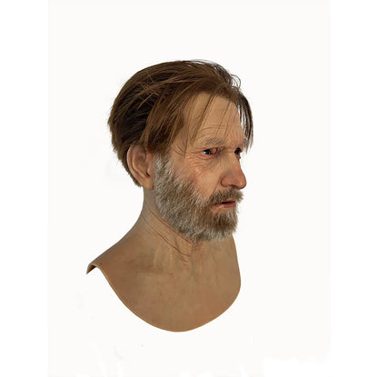 Ultra Realistic Elderly Man Silicone Mask with Hair – Full Head Old Man Disguise Mask