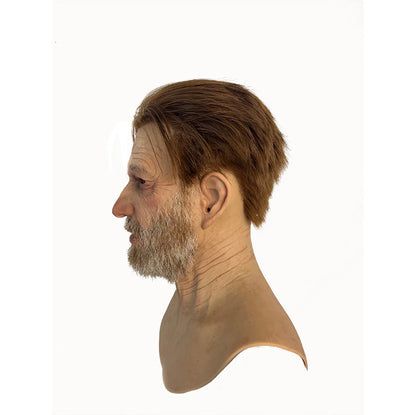 Ultra Realistic Elderly Man Silicone Mask with Hair – Full Head Old Man Disguise Mask