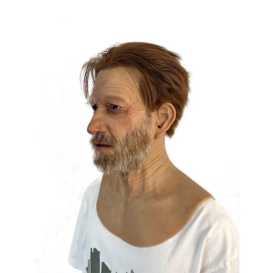 Ultra Realistic Elderly Man Silicone Mask with Hair – Full Head Old Man Disguise Mask