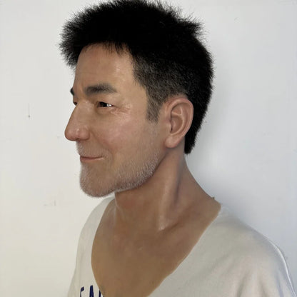 Ultra Realistic Smiling Elderly Male Silicone Mask Full Head – Happy Old Man Mask