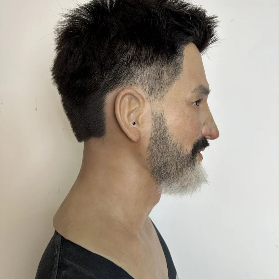 Ultra Realistic Silicone Mask Full Head – Middle-Aged Male Face Mask with Beard