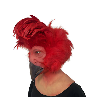 Realistic Red Bird Monster Mask Full Head – Funny Scary Cosplay Animal Mask