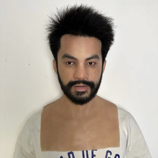 Ultra Realistic Silicone Mask with Beard – Mature Male Human Disguise