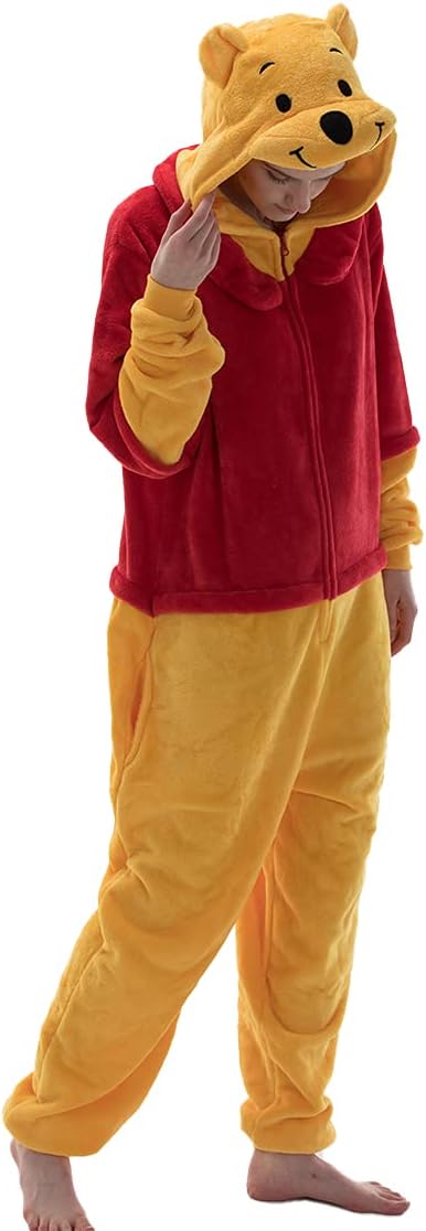 COSUSKET Snug Fit Unisex Adult Onesie Pajamas, Flannel Cosplay Animal One Piece Halloween Costume Sleepwear Homewear