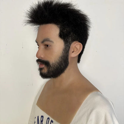 Ultra Realistic Silicone Mask with Beard – Mature Male Human Disguise