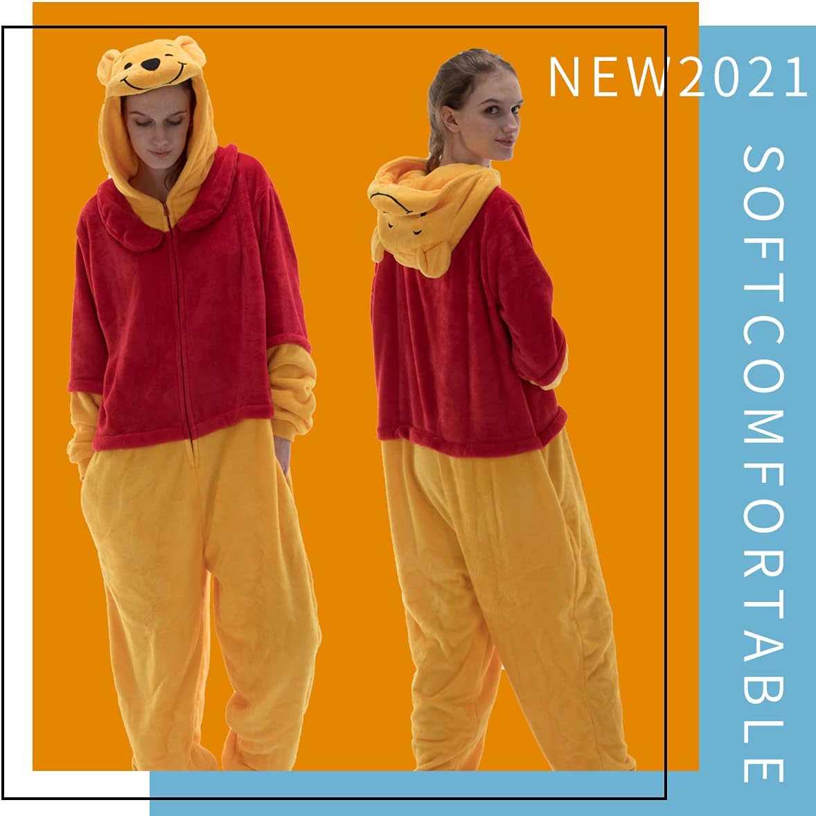 COSUSKET Snug Fit Unisex Adult Onesie Pajamas, Flannel Cosplay Animal One Piece Halloween Costume Sleepwear Homewear