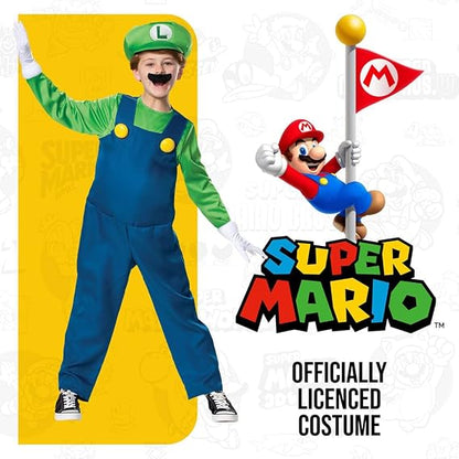 Nintendo Super Mario Brothers Boys Luigi Deluxe Costume