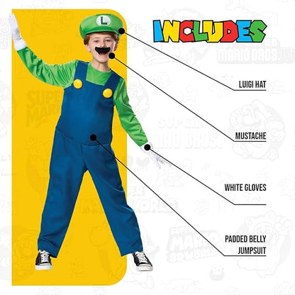 Nintendo Super Mario Brothers Boys Luigi Deluxe Costume