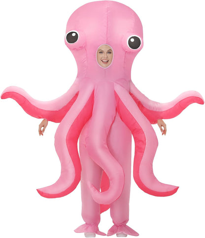 Poptrend Inflatable Costume for Adult Inflatable Octopus Costume Halloween Blow Up Costumes for Men Women Cosplay Party