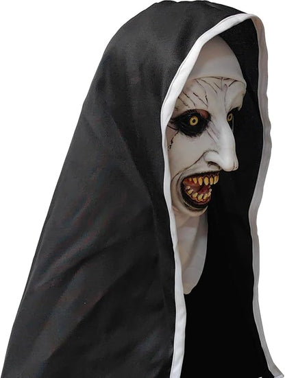 Halloween Scary Nun Mask, Black and White Latex Full Head